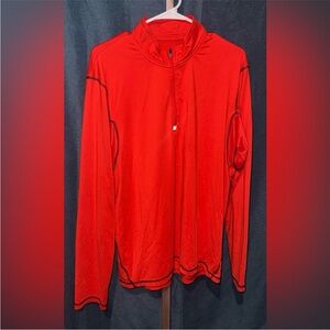 Champion Duo Dry Red Large Long Sleeve 1/4 Zip Activewear Shirt size L